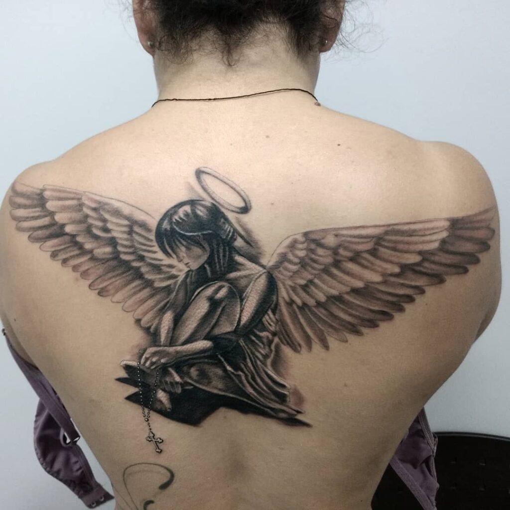 Tattoo of an angel on the back