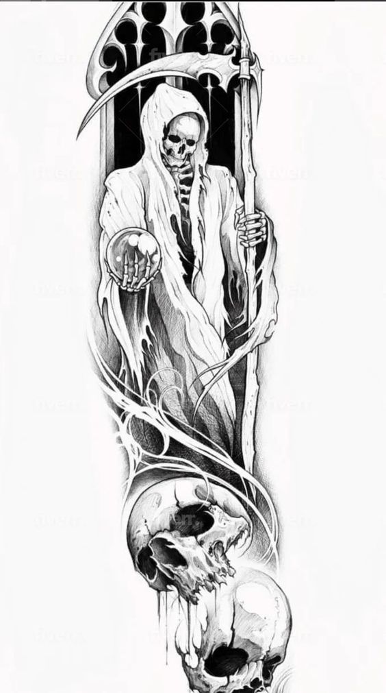 death with a scythe tattoo