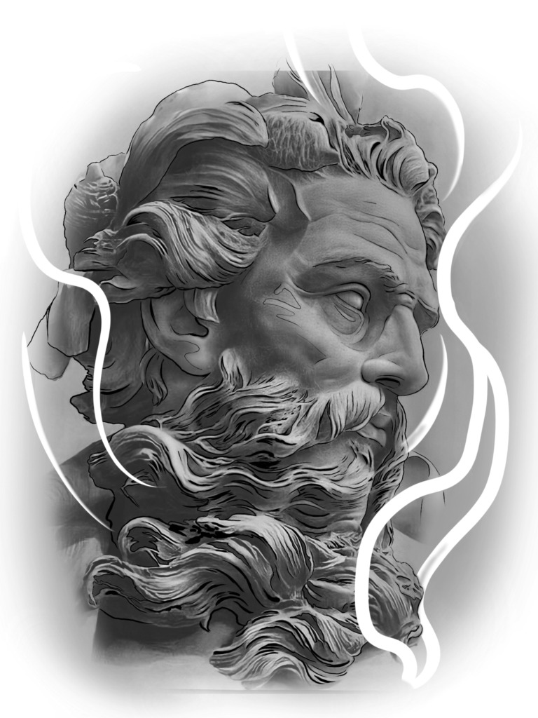 Poseidon tattoo sketch