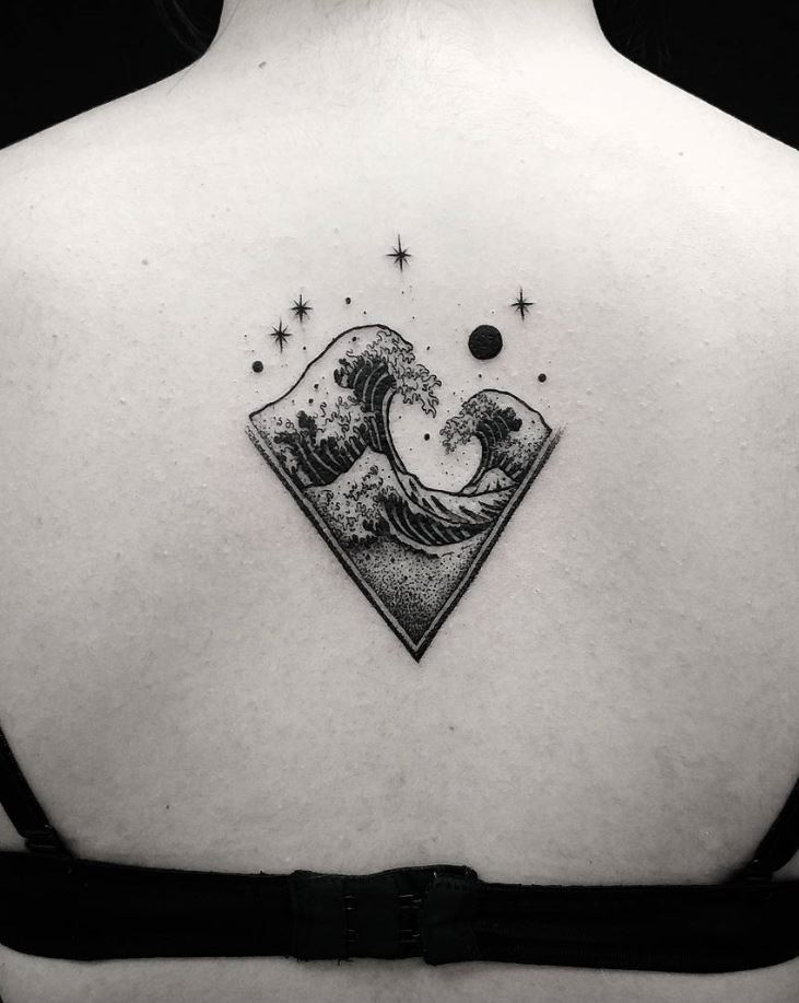 Wave tattoo on the back