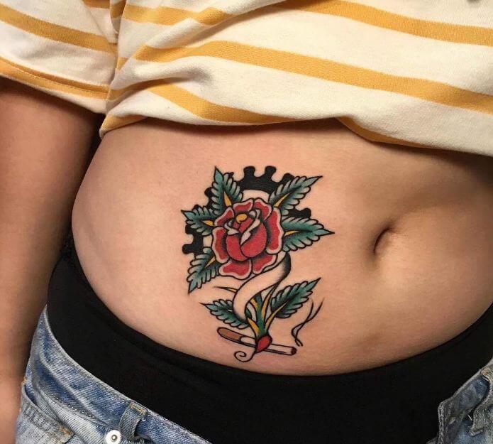 Tattoo of a rose on your stomach