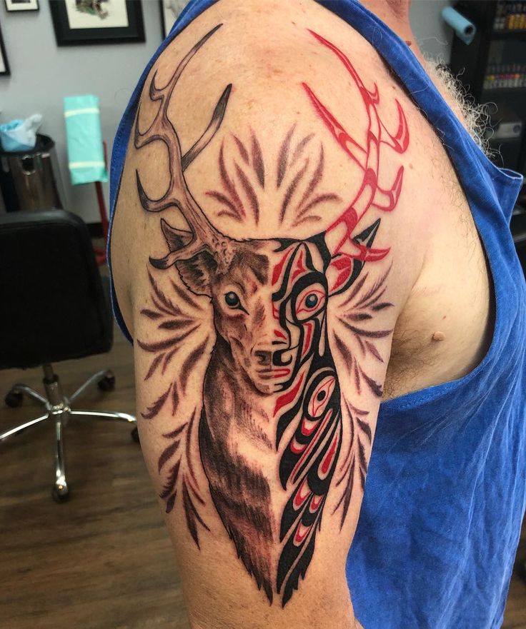 Hyde style tattoo on the shoulder