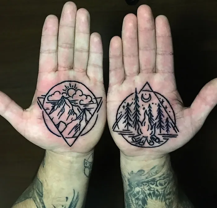 Ideas for tattoos on the palm of a man's hand