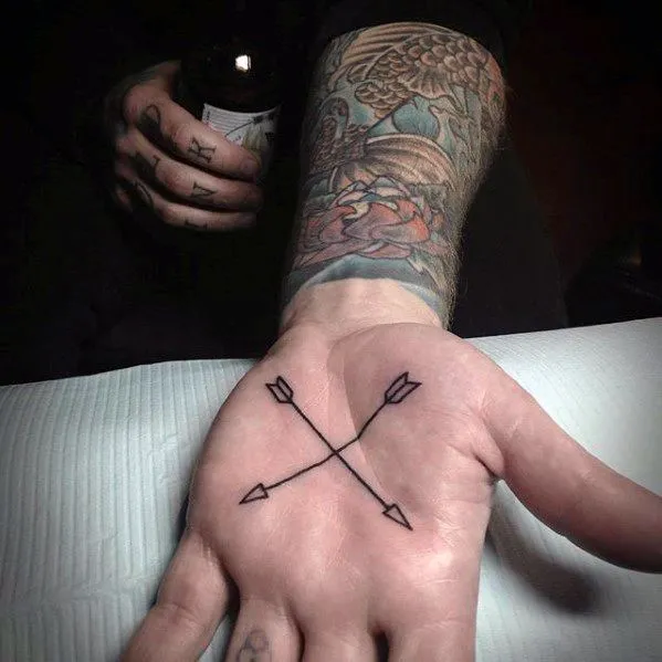 Minimalist tattoo on the palm