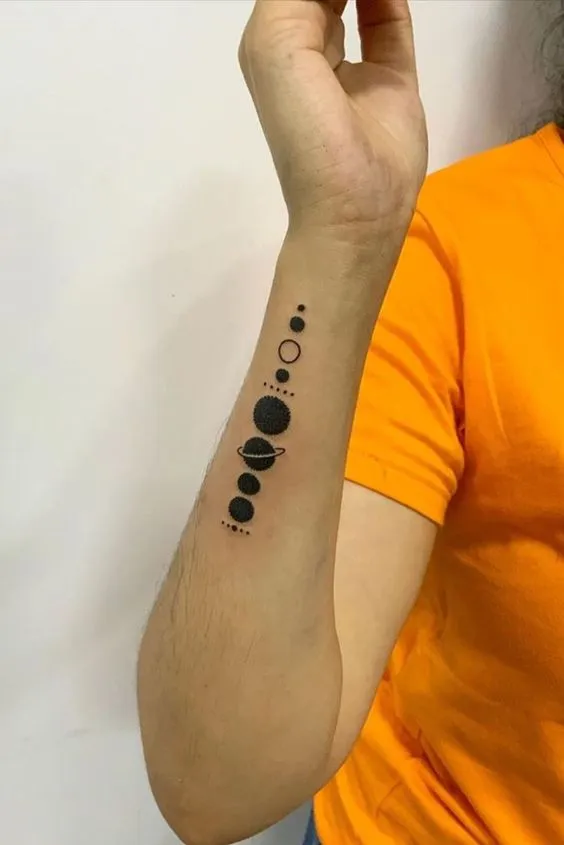 Tattoo of the solar system on your wrist