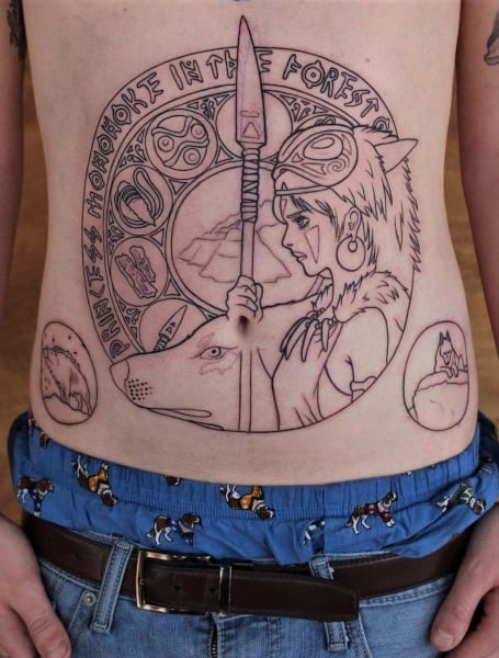 Tattoo on the belly for men