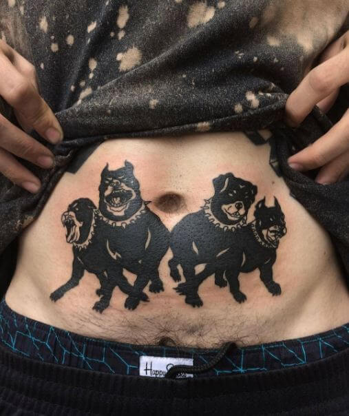 Tattoo of a dog on your stomach