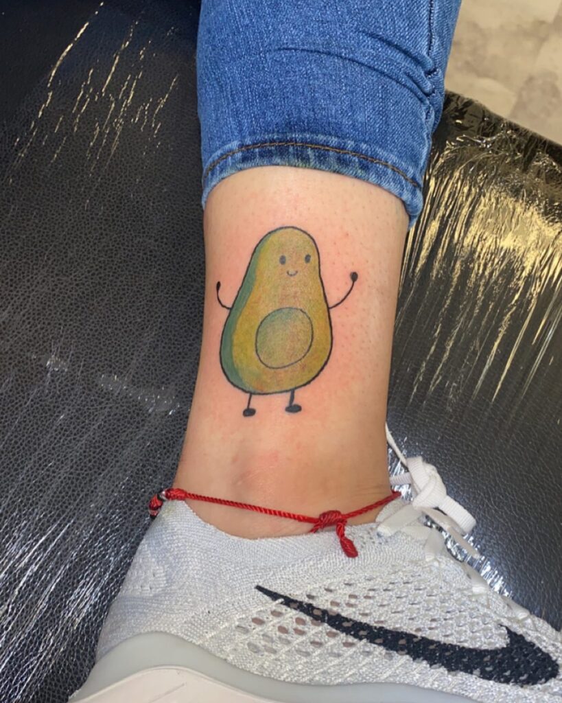 Avocado tattoo design on the ankle