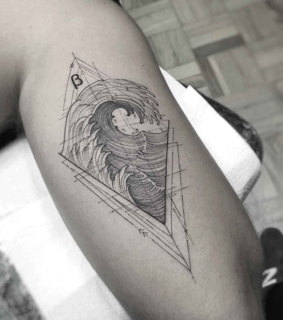 Graphic style tattoo on the arm