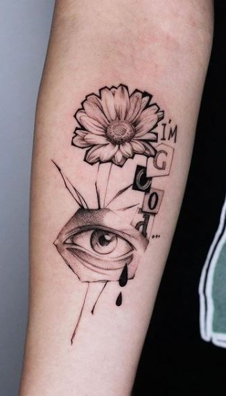 Tattoo on the forearm in graphic style