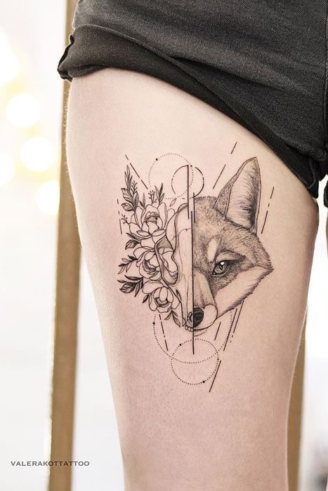 Tattoo of a fox in graphic style