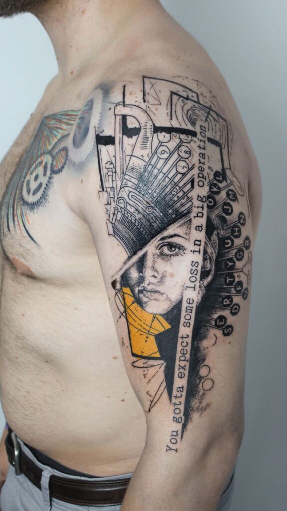 Tattoo on the shoulder in a graphic style