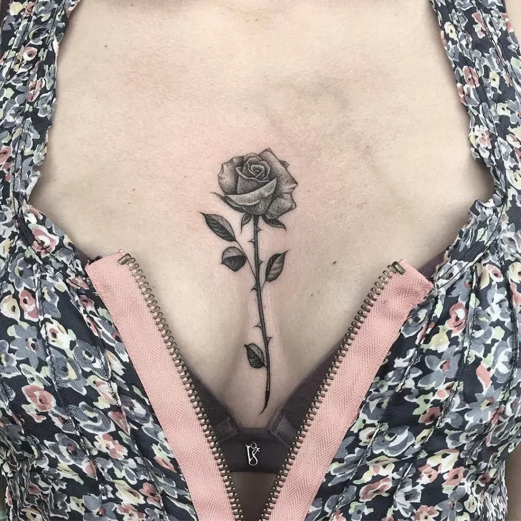 Tattoos of roses on the chest