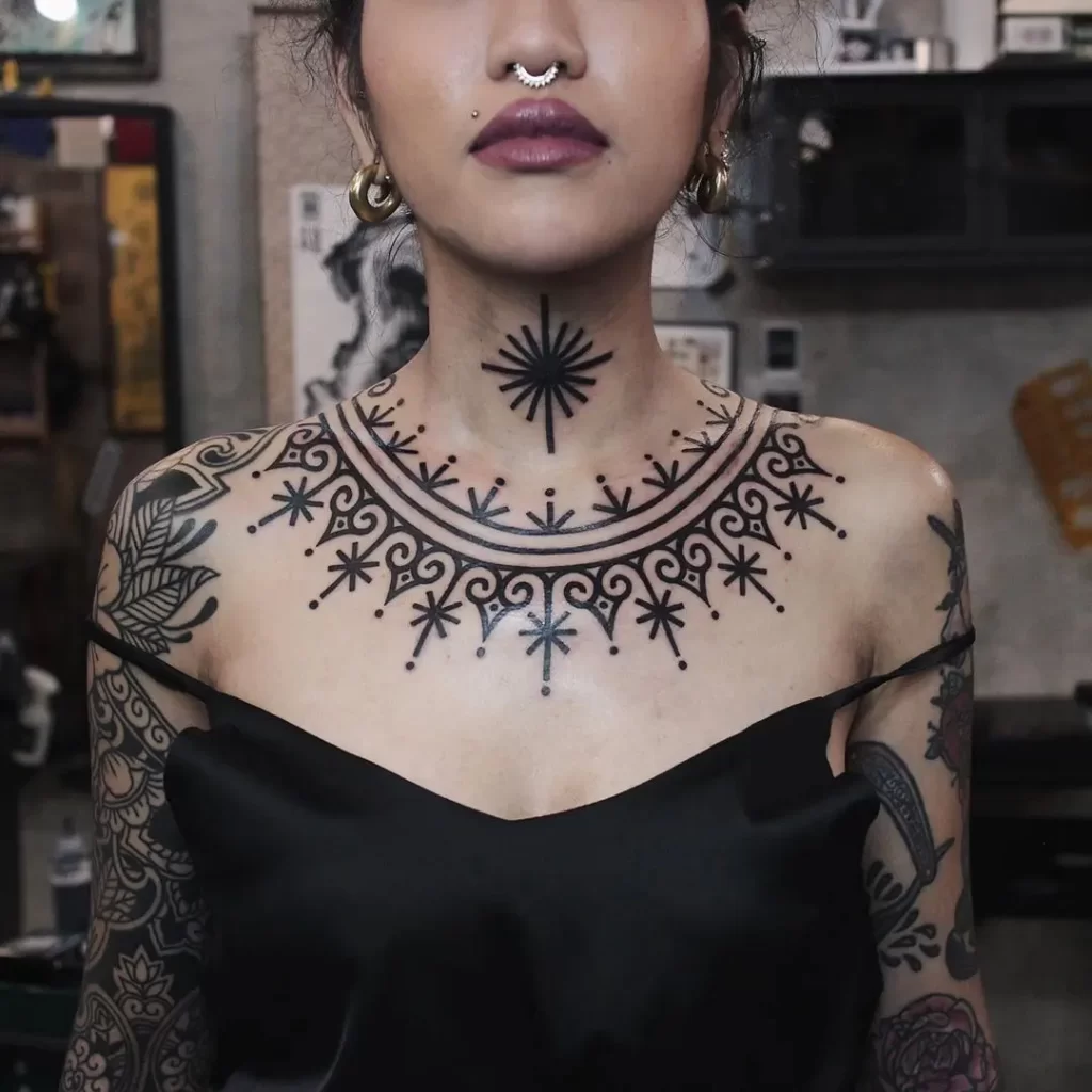 Ethnic chest tattoos