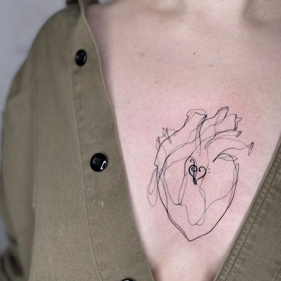 Heart tattoos on chest