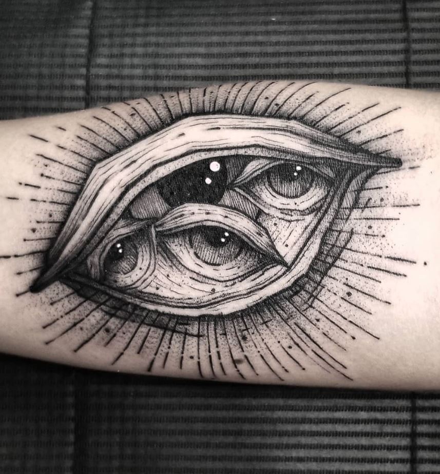 Eye tattoo on forearm