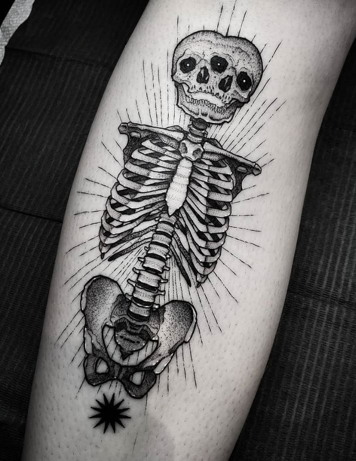 Skeleton tattoo on the forearm