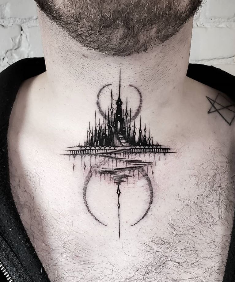 Tattoo on the neck of a man