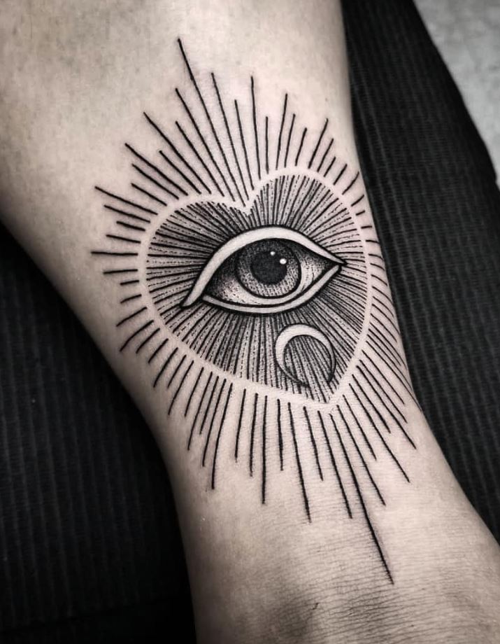 Eye tattoo on the forearm