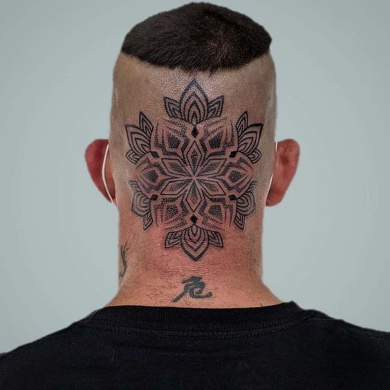 Tattoo on the back of the head for men