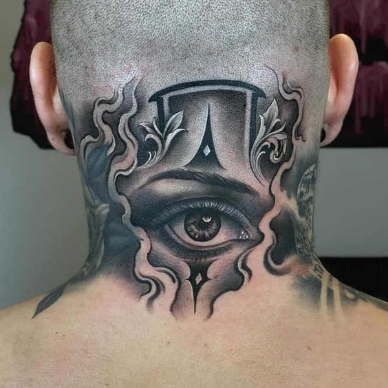 Eye tattoo on the back of your head