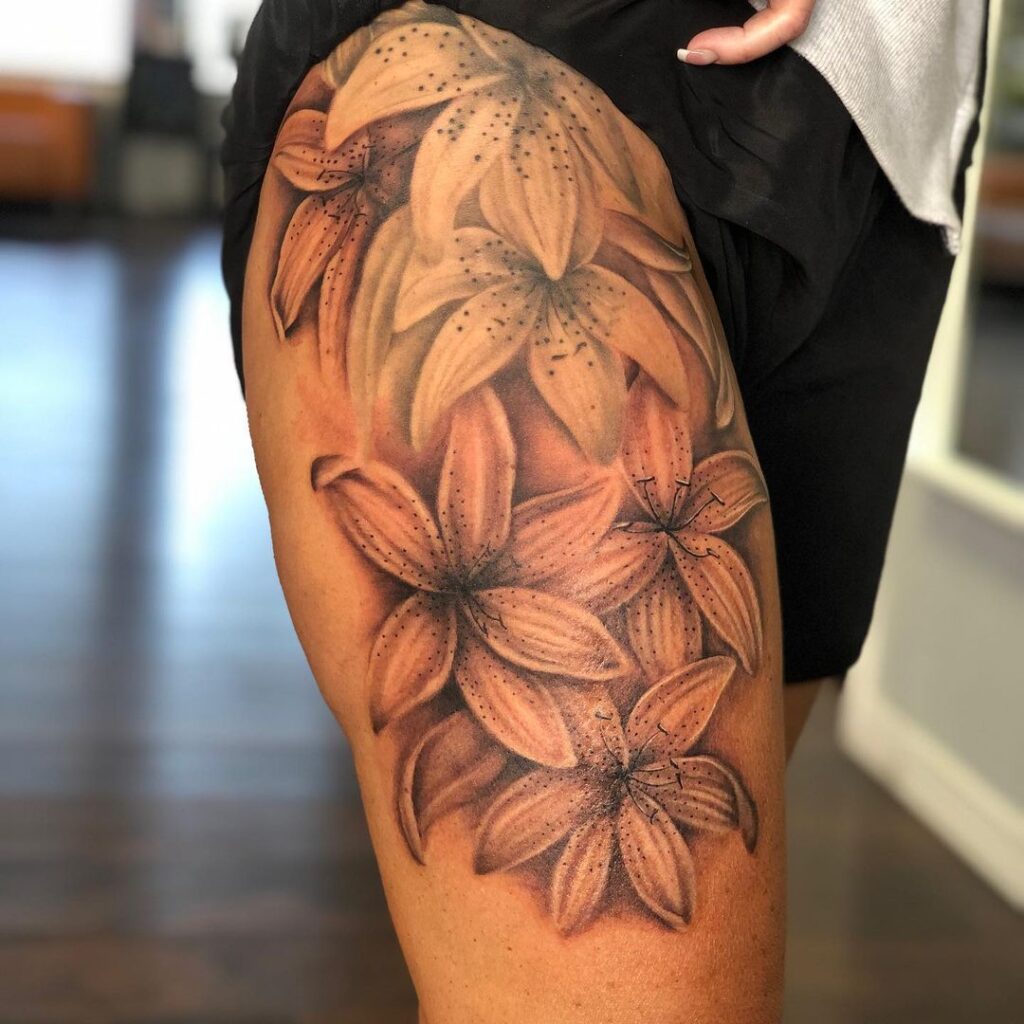 Floral tattoo on the hip