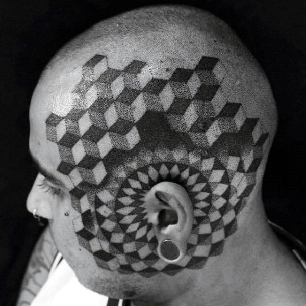 Tattoo on your head in the Dotwork style