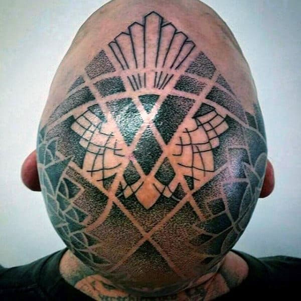 Tattoo on your head in the Dotwork style