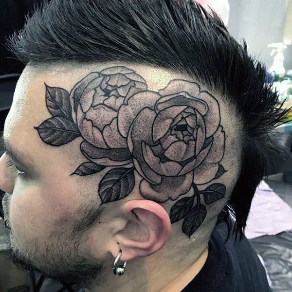 Tattoo of a peony on your head