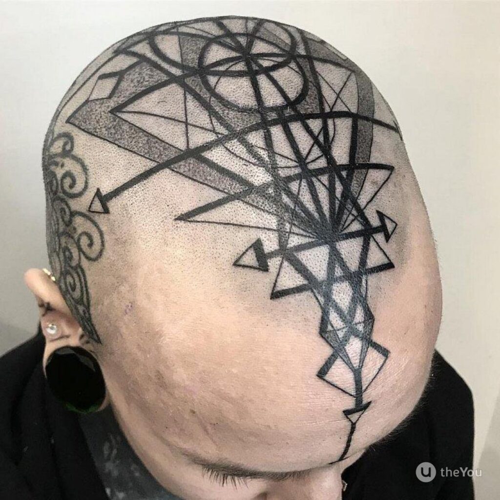 Tattoo on your head in the Dotwork style