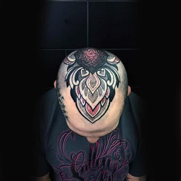 Tattoo on your head in the Dotwork style