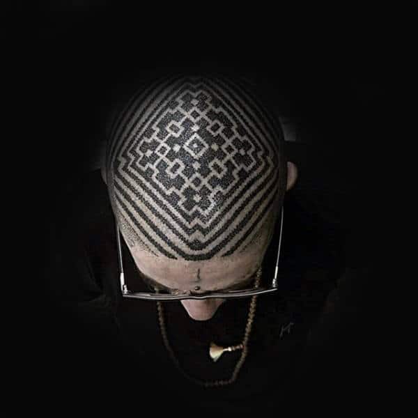 Tattoo on your head in the Dotwork style