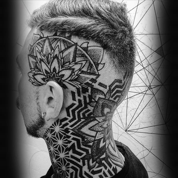 Tattoo on your head in the Dotwork style