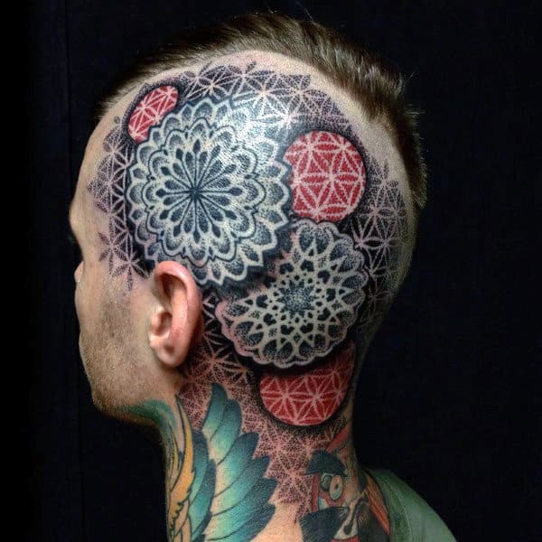 Tattoo on your head in the Dotwork style