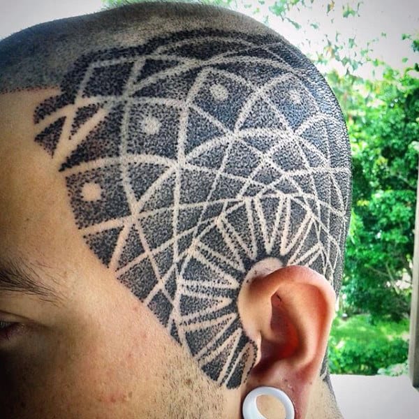 Tattoo on your head in the Dotwork style