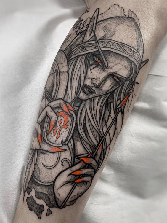 Tattoo on the arm in fantasy style