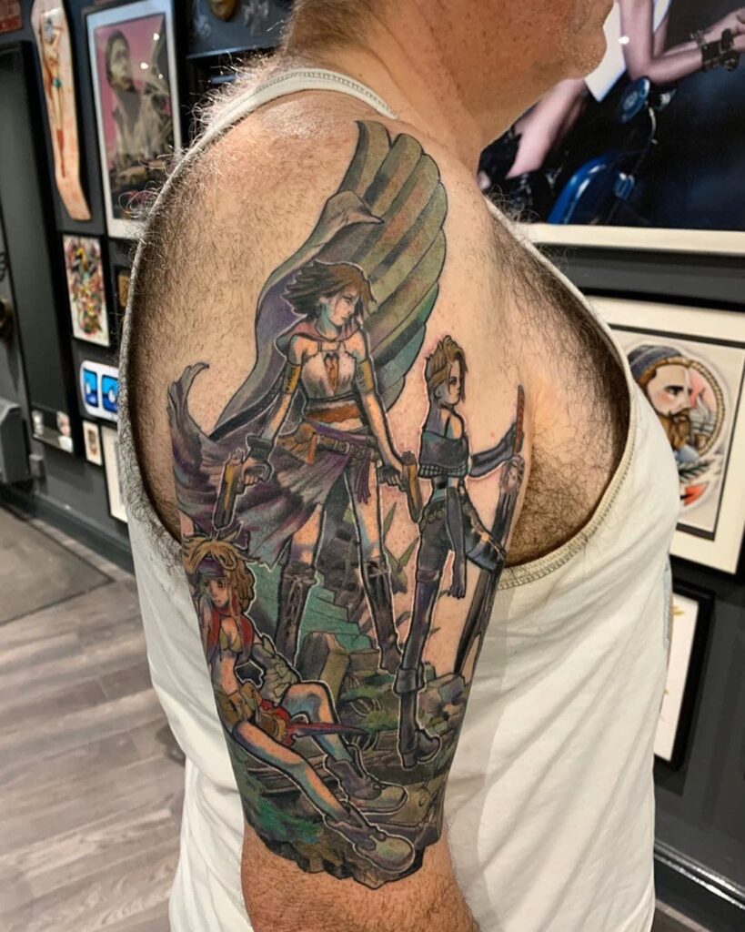 Tattoo on the shoulder in a fantasy style