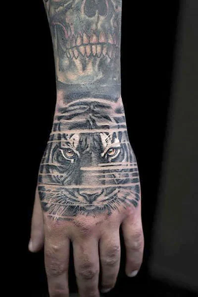 Tiger tattoo on wrist