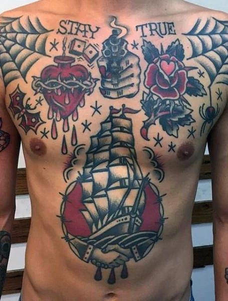 Tattoo on the belly for men