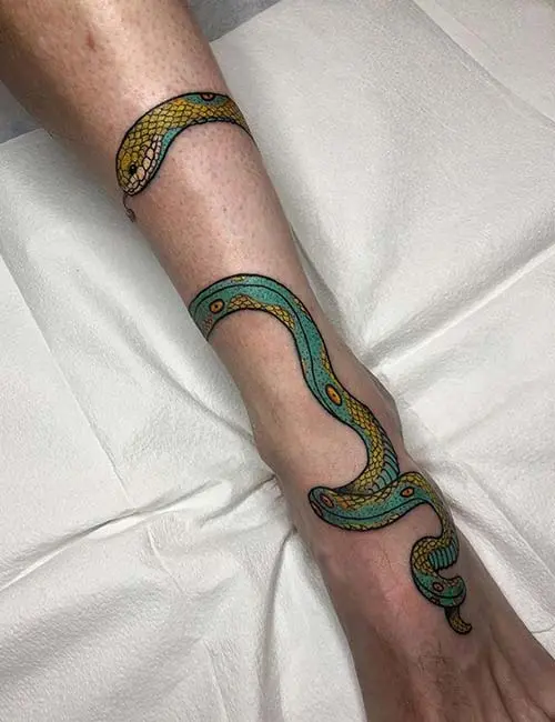 Snake tattoo on the ankle