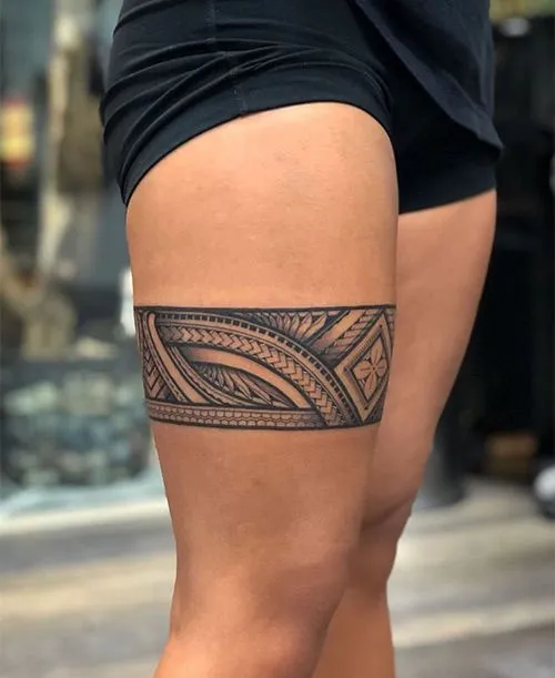 Tattoo line on the thigh