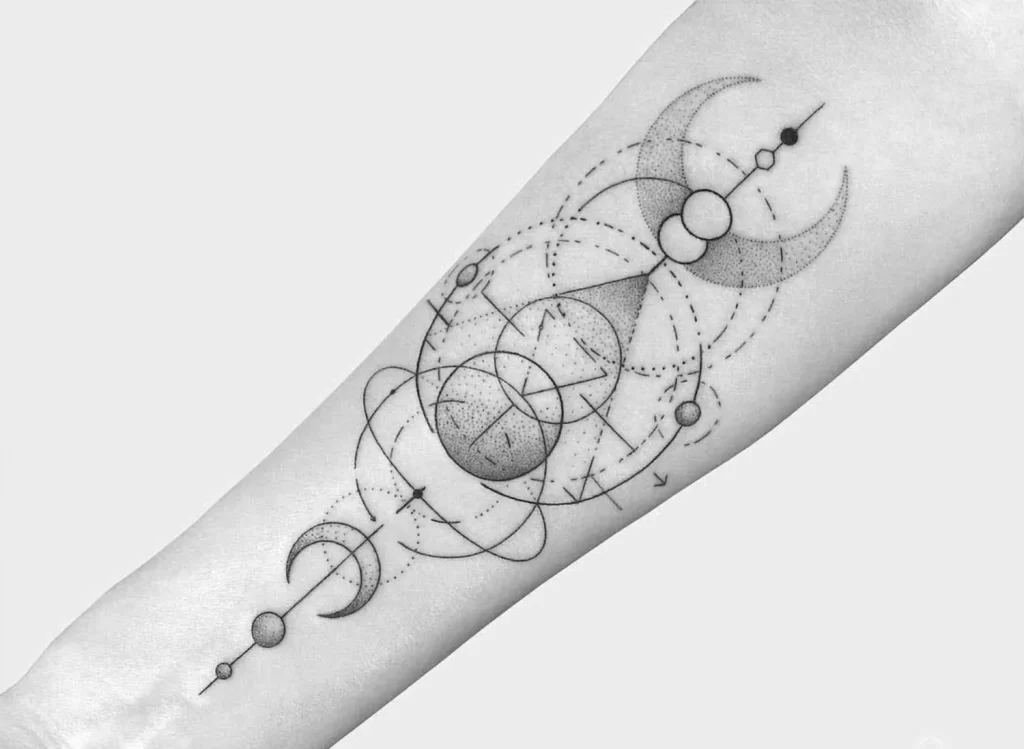 Tattoo on the forearm in graphic style