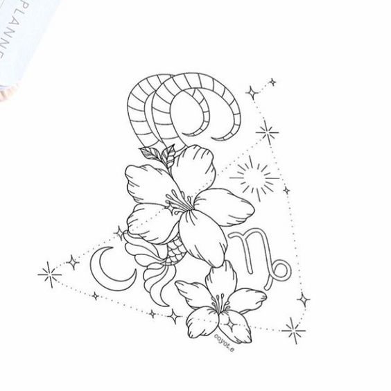 Capricorn constellation tattoo design