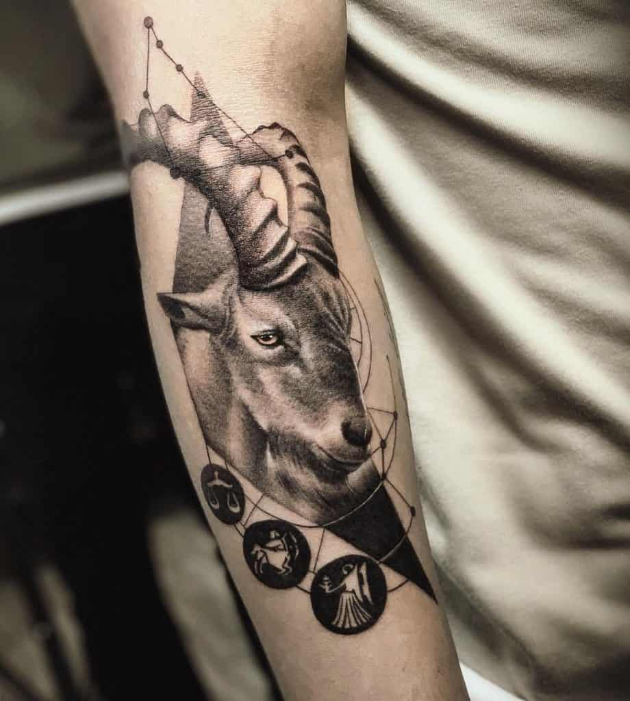 Capricorn tattoo on the arm