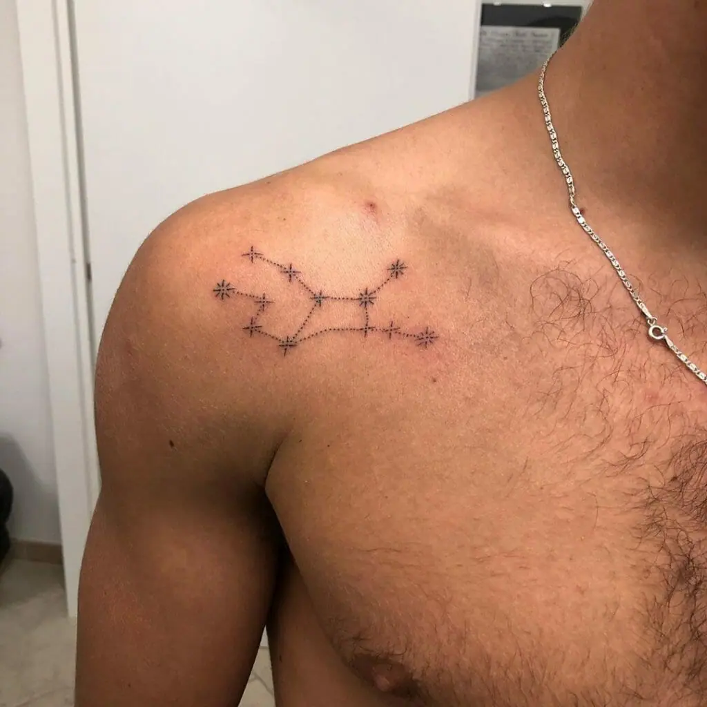 Virgo constellation tattoo on the chest