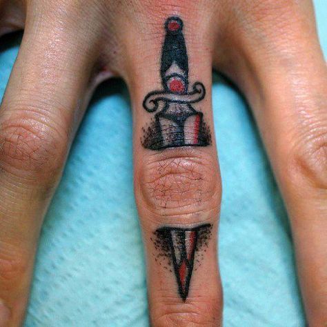 Dagger tattoo ideas on the fingers