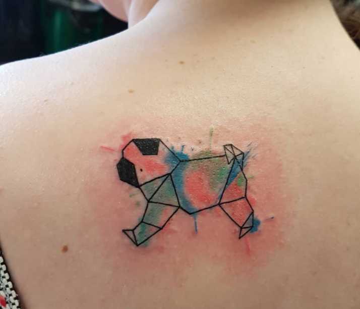 Colorful geometric dog tattoo