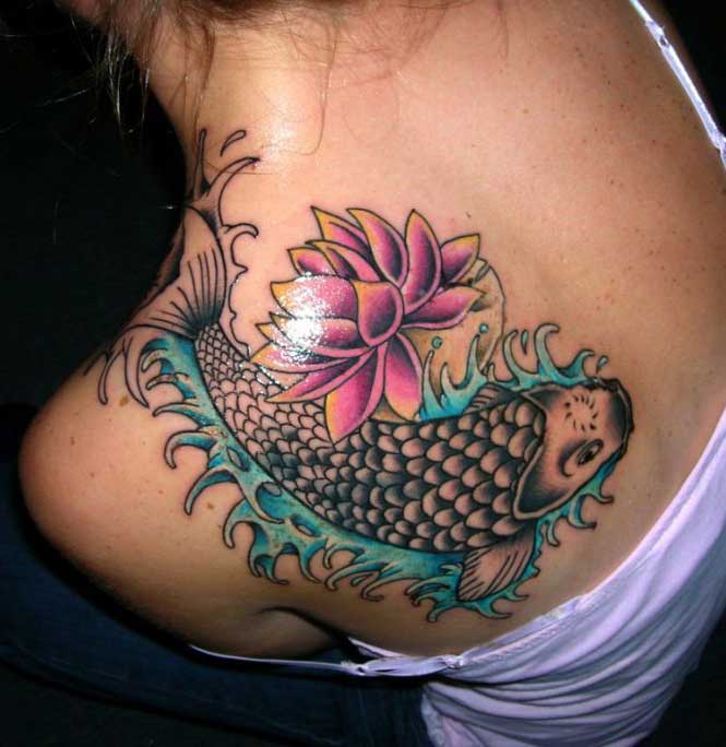 Tattoos of animals on the shoulder blade