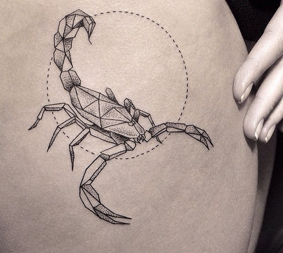 Tattoo of a scorpion on the thigh