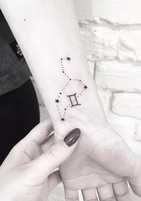 Gemini symbol and constellation tattoo